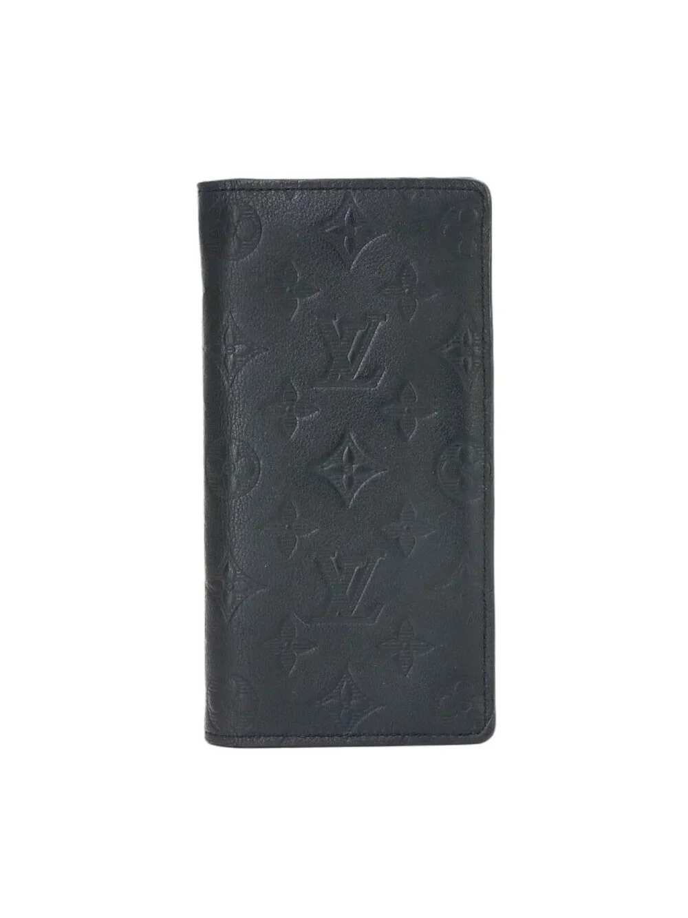 Louis Vuitton Monogram Shadow Portefeuille Brazza Bifold Wallet Leather Black